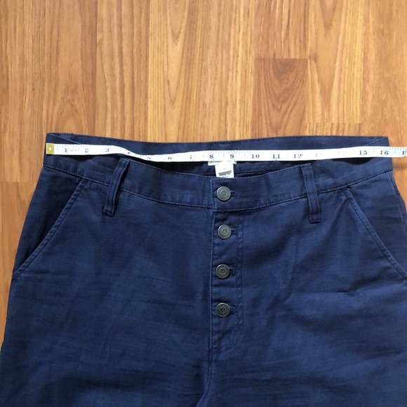 J.Crew Blue Cotton Wide Leg Button Front Pants Sz 30 - Picture 3 of 10
